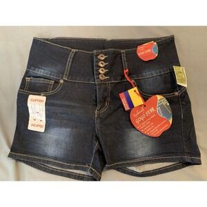 NWT Gogo Star High Waisted Blue Stretch Denim Shorts Women's 13 (34x3 fit)